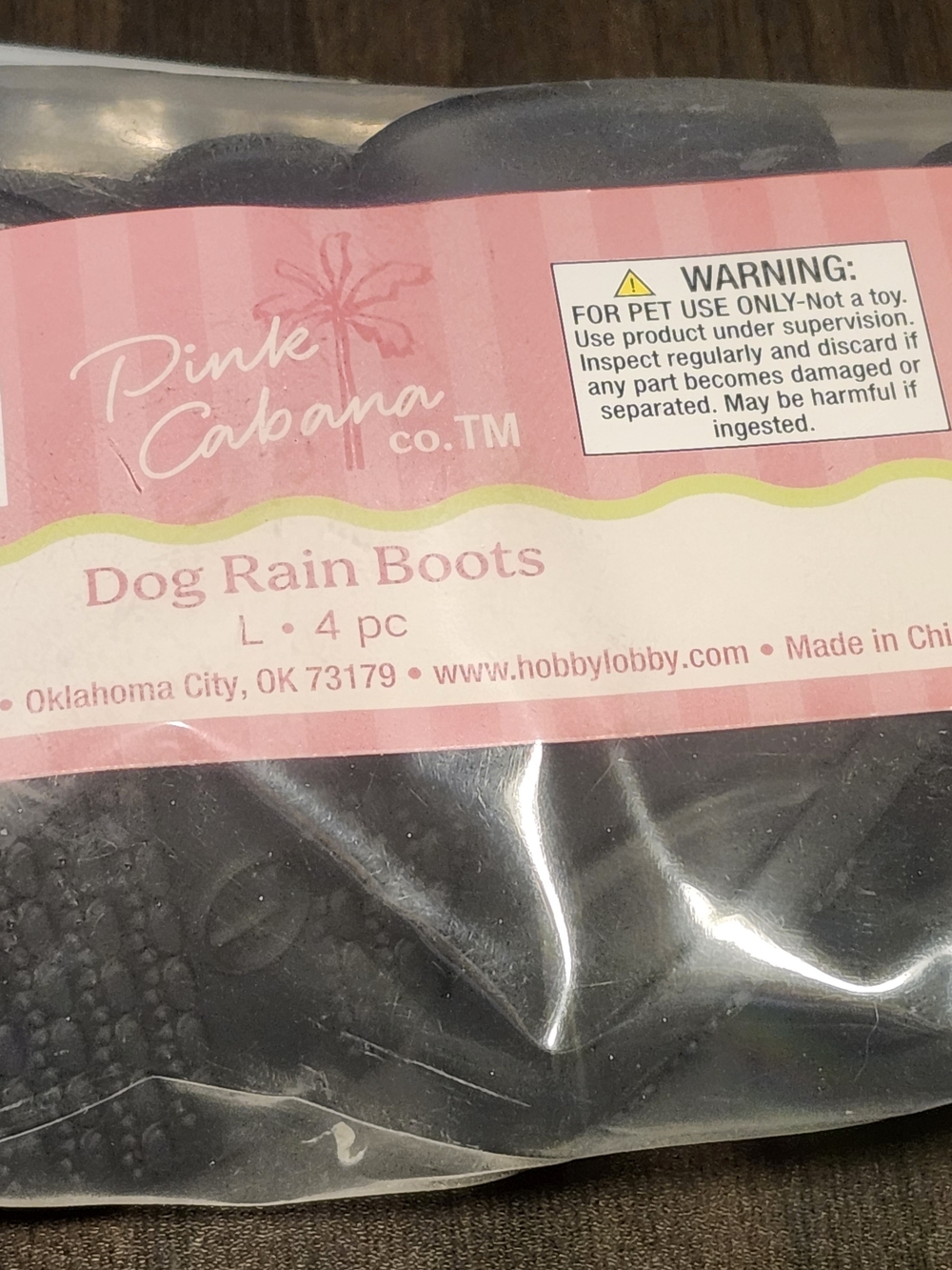 Pink Cabana Black Dog Rain Boots - 4 Pc